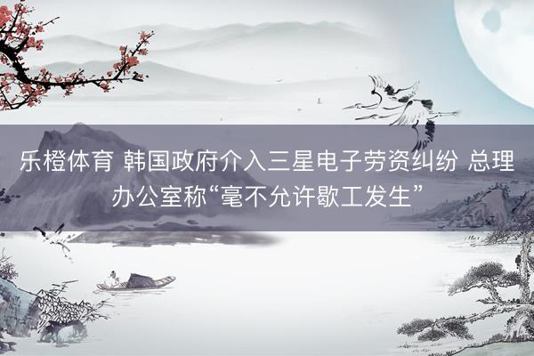 乐橙体育 韩国政府介入三星电子劳资纠纷 总理办公室称“毫不允许歇工发生”