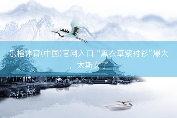 乐橙体育(中国)官网入口 “薰衣草紫衬衫”爆火，太斯文了