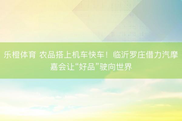 乐橙体育 农品搭上机车快车！临沂罗庄借力汽摩嘉会让“好品”驶向世界
