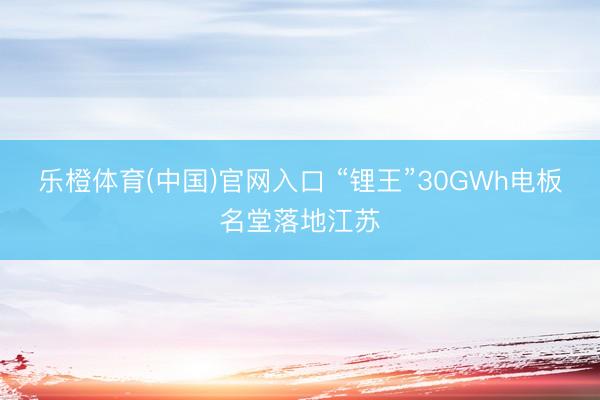 乐橙体育(中国)官网入口 “锂王”30GWh电板名堂落地江苏