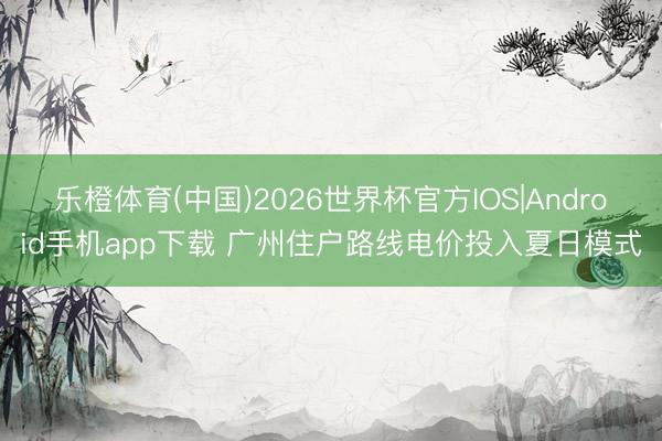 乐橙体育(中国)2026世界杯官方IOS|Android手机app下载 广州住户路线电价投入夏日模式