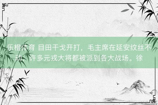 乐橙体育 目田干戈开打，毛主席在延安纹丝不动，许多元戎大将都被派到各大战场。徐